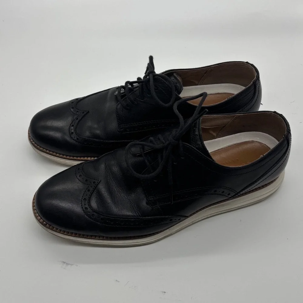 Cole Haan Grand.OS Mens Black Leather Wingtip Oxford Shoes Size 8.5M